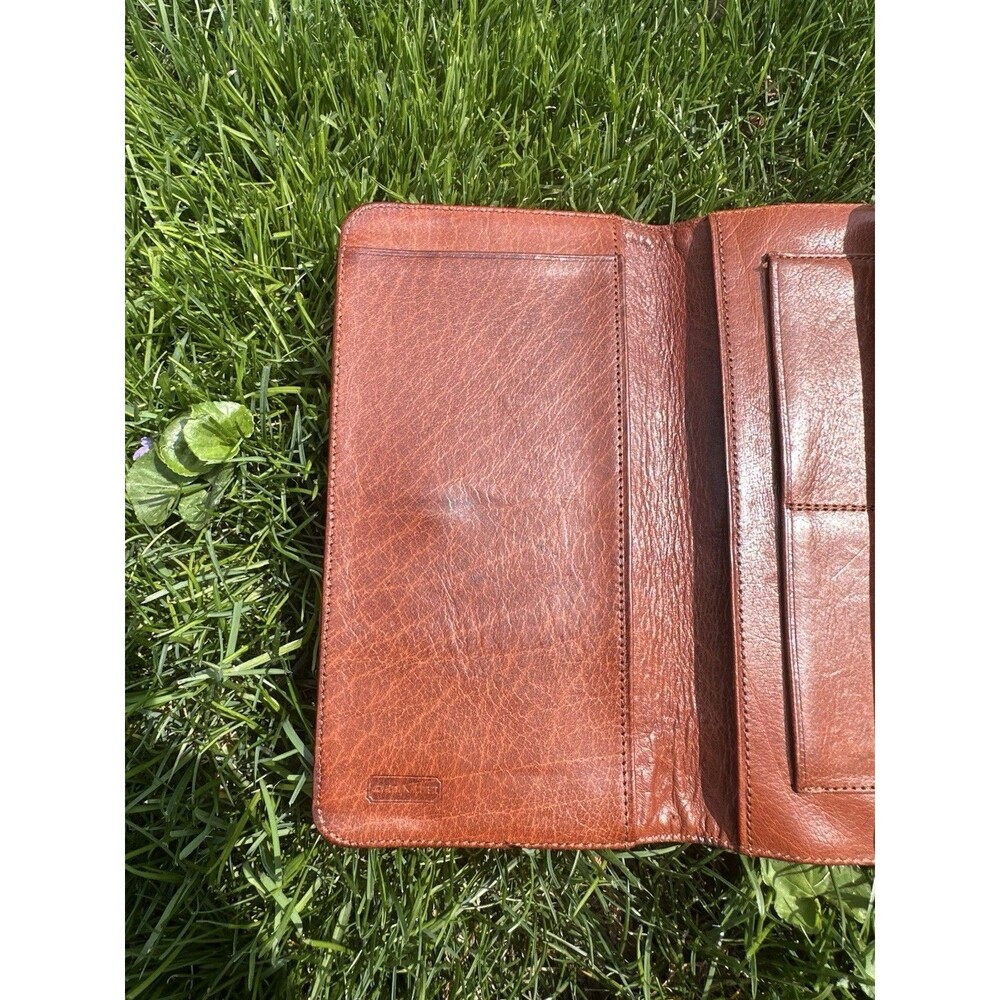 Vintage 80s Coach Checkbook Purse Wallet 4680 British Tan Kisslock Leather - Picture 5 of 11